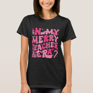 Min Merry Teacher Era Retro Groovy Teacher Christm T Shirt