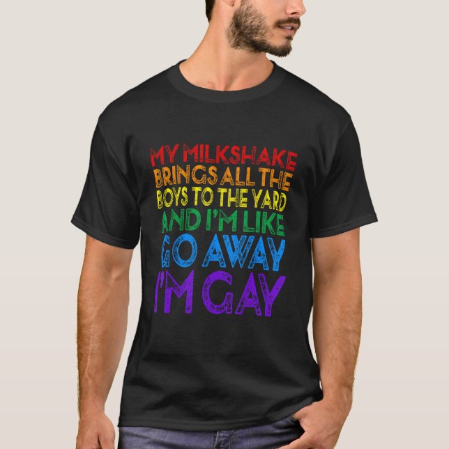Min Milkshake föder alla boys-HBT-Flagga Rainbow T Shirt (Framsida)