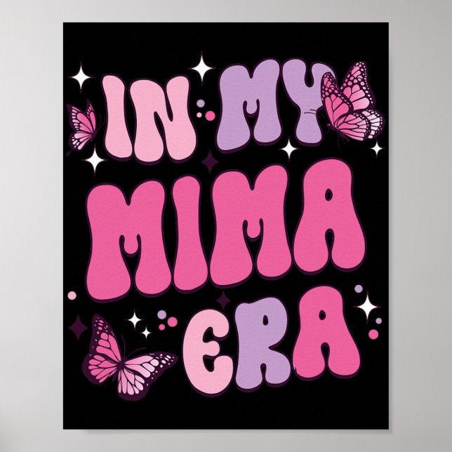 Min Mima Era Funny Butterfly Groovy Retro Mor D Poster (Framsidan)