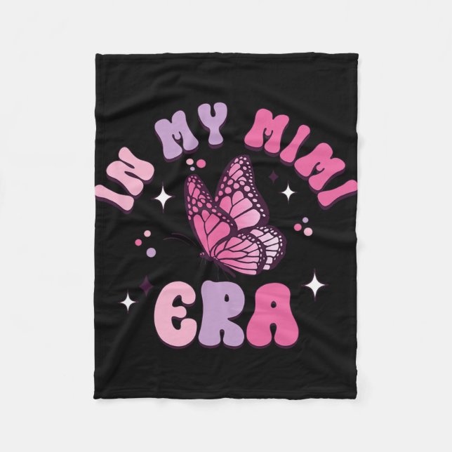 Min Mimi Era Funny Butterfly Groovy Retro Mor D Fleecefilt (Framsidan)