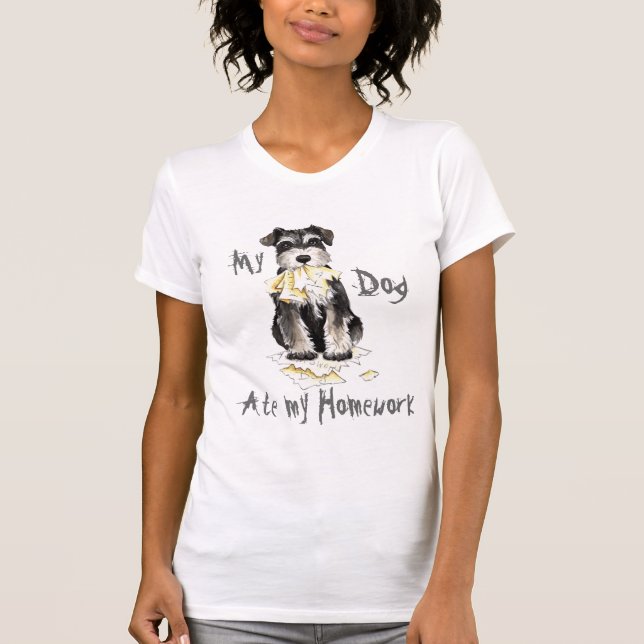 Min minister Schnauzer Ate Min hemläxa T-shirt (Framsida)