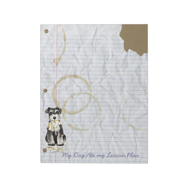 Min minister Schnauzer Ate My Lesson Plan Anteckningsblock (Roterad)