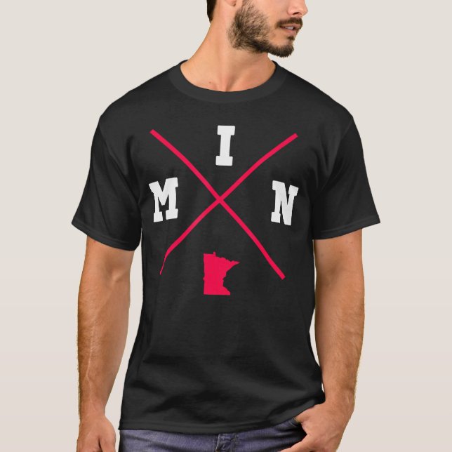 Min Minnesota Red State-kontur T Shirt (Framsida)