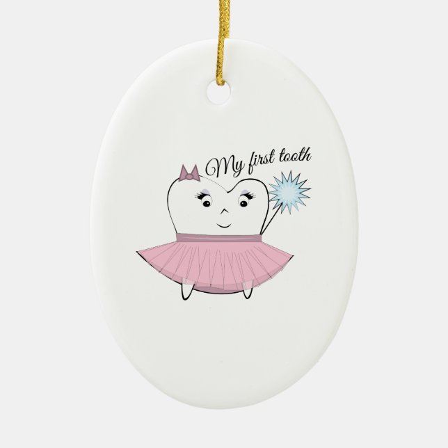 Min mjölktand julgransprydnad keramik (Framsidan)