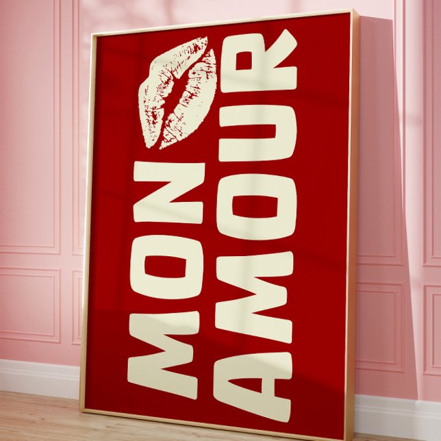 Min Mon Amour Retro Typografi Tryck | Fransk Kärle (Skapare uppladdad)