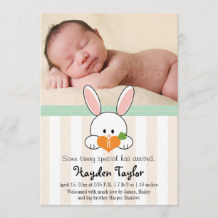 MIN MONOGRAMMED BUNNY BIRTH-MEDDELANDE MEDDELANDE