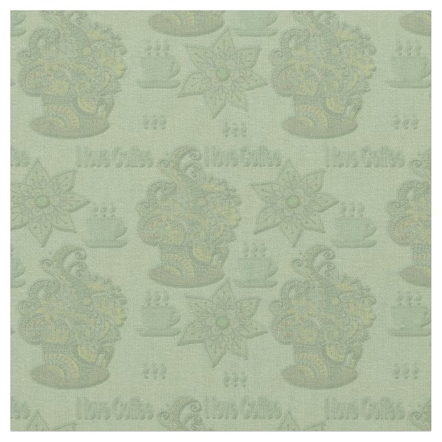 Min monokroma 'I kärlek-kaffedesign' Tyg (Närbild)