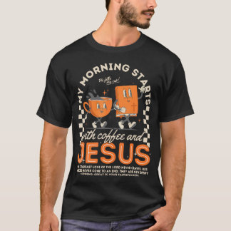 Min morgon börjar med kaffe Jesus kristen Bibel T Shirt