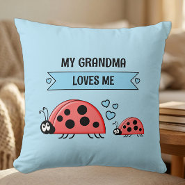 Min mormor älskar mig nyckelpigor blå bebis kudde