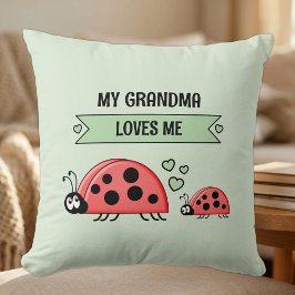 Min mormor älskar mig nyckelpigor grön baby kudde