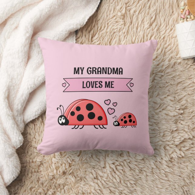 Min mormor älskar mig nyckelpigor rosa baby kudde (Filt)