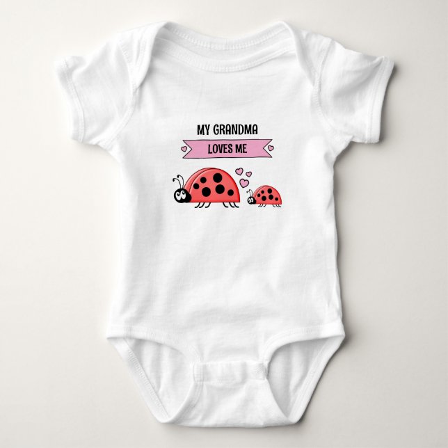 Min mormor älskar mig nyckelpigor rosa t shirt (Framsida)