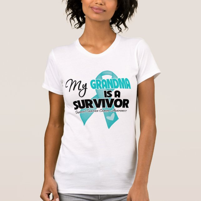 Min mormor är en Survivor - Ovarialcancer Tee Shirt (Framsida)