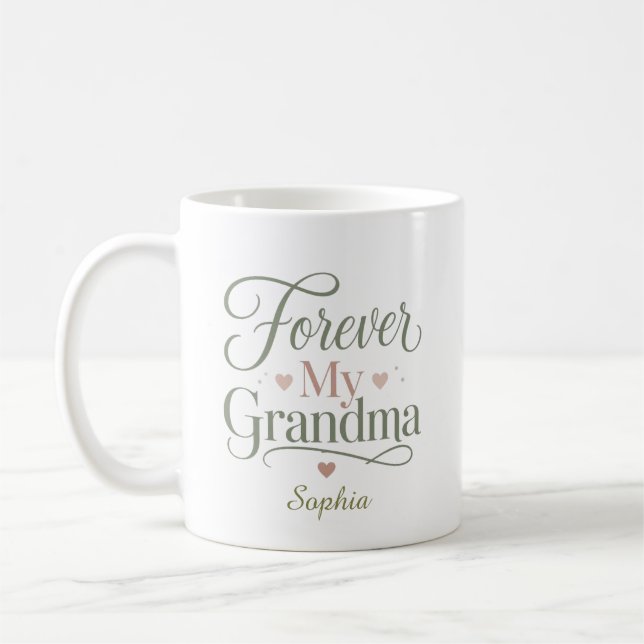 Min Mormor För Evigt Personligt Namn Present Kaffemugg (Vänster)