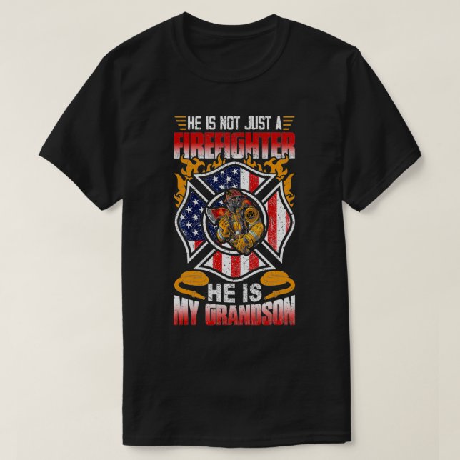 Min morson är en brandman Proud Grandma T Shirt (Design framsida)