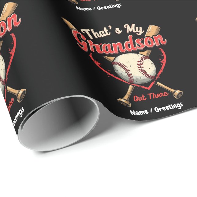 Min morson där ute Baseball Grandma Funny Presentpapper (Rullad Hörn)