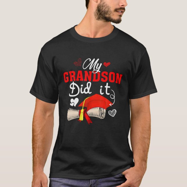 Min morson gjorde det Student Cap Proud Grandson G T Shirt (Framsida)