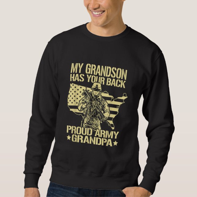 Min morson har din rygg.. - Proud Army Grandpa Lång Ärmad Tröja (Framsida)