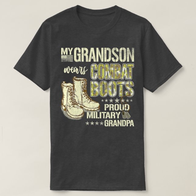 Min morson Wears Combat Boots Proud Militära Gra T Shirt (Design framsida)