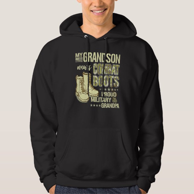 Min morson Wears Combat Boots Proud Militära Gran Hoodie (Framsida)