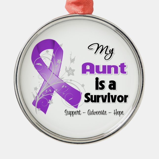 Min Moster är en Survivor Lila Ribbon Julgransprydnad Metall (Framsidan)