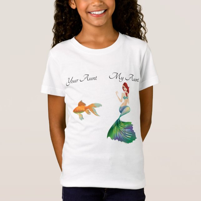 Min Moster Goldfish-Sjöjungfru Funny Cute Girl T Shirt (Framsida)