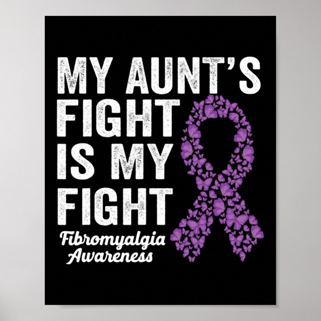 Min Moster kämpar om min Lila Fibromyalgia Aw Poster (Framsidan)