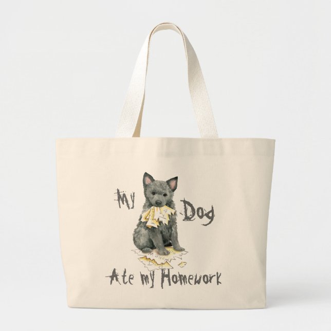 Min Mudi Ate My Homwork Large Tote-bag Jumbo Tygkasse (Framsidan)