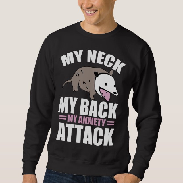 Min nacke Min rygg Min ångestattack Ångestfull opo Lång Ärmad Tröja (Framsida)