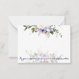 Min nåd är tillräcklig, pastell vattenfärg blommig anteckningskort