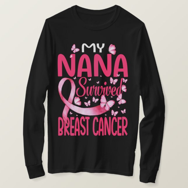 Min Nana Överlevde bröstcancermedvetenhet T Shirt (Design framsida)