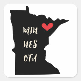 Min-Nes-Ota Heart Stickers Fyrkantigt Klistermärke