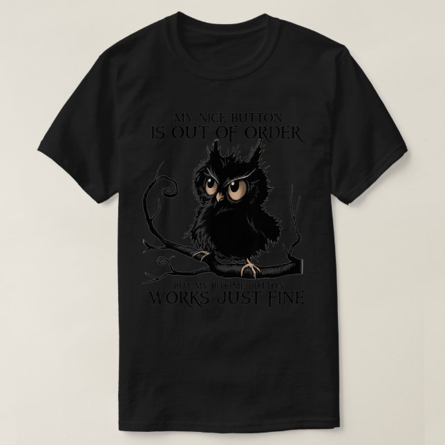Min Niceknapp är ur funktion, UGGLA Black T Shirt (Design framsida)