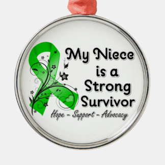 Min Niece är en stark Survivor Grönt Ribbon Julgransprydnad Metall