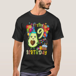 Min nionde födelsedag Avocado Födelsedagsfest Cute T Shirt