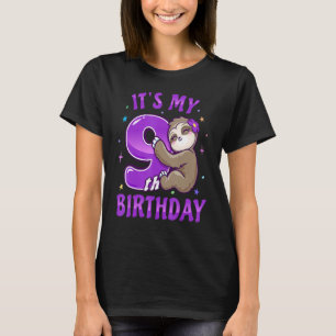 Min nionde födelsedag Lila Sloth Girl Nine Bday T Shirt
