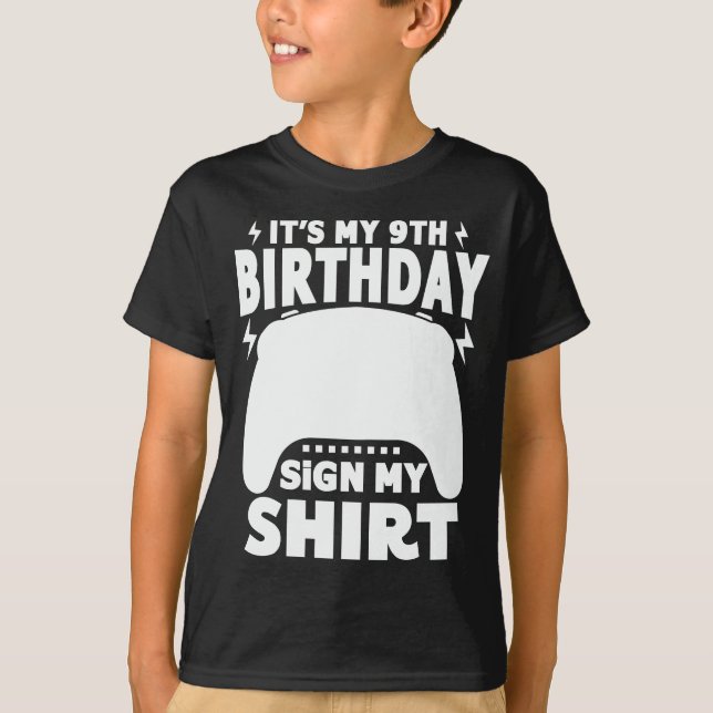 Min nionde födelsedag undertecknar mitt sjöre 9 år t shirt (Framsida)