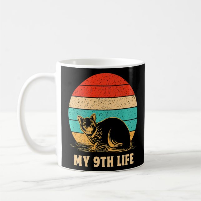 Min nionde livstid Birthday Kitten Bday Pappa Joke Kaffemugg (Vänster)