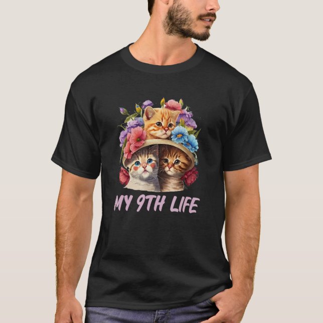Min nionde livstid, födelsedagen Kitten Bday Pappa T Shirt (Framsida)