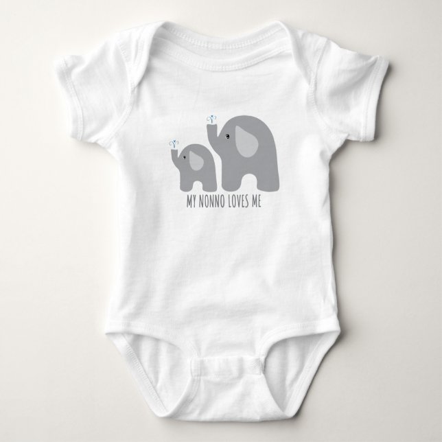 Min Nonno älskar mig - Elefant Baby-bodysuit T Shirt (Framsida)