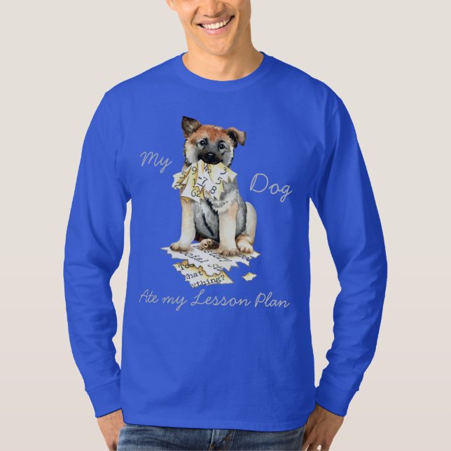 Min norska Elkhound Ate min Lesson Plan T-Shirt (Framsida)