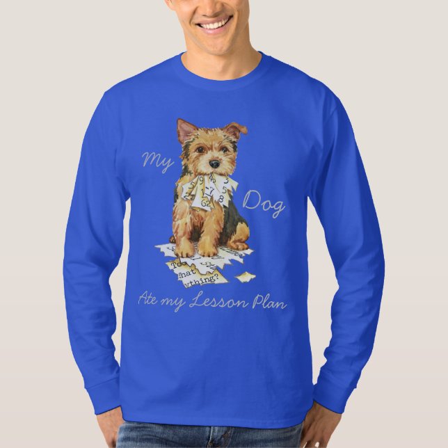 Min norwich Terrier Ate min lektonplan T Shirt (Framsida)