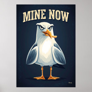 Min Nu Måsen – Rollig Tecknad Karaktärsdesign Poster