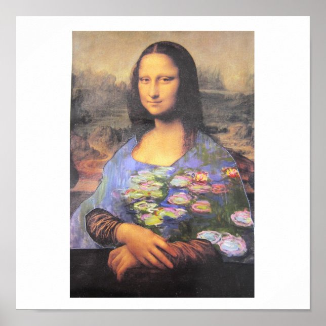 Min nya klänning - collage - Mona Lisa i en Monet  Poster (Framsidan)