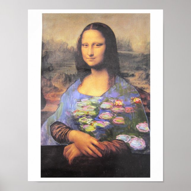 Min nya klänning - Mona Lisa i en Monet - kollage  Poster (Framsidan)