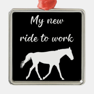 Min nya tid att arbeta med Horse Funny Julgransprydnad Metall