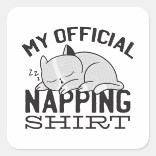 Min officiell blöjskjorta - Lazy sover Cat Fyrkantigt Klistermärke