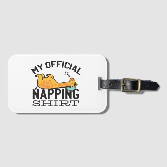 Min officiell blöjskjorta - Lazy sover Giraffe Bagagebricka (Framsida horisontal)