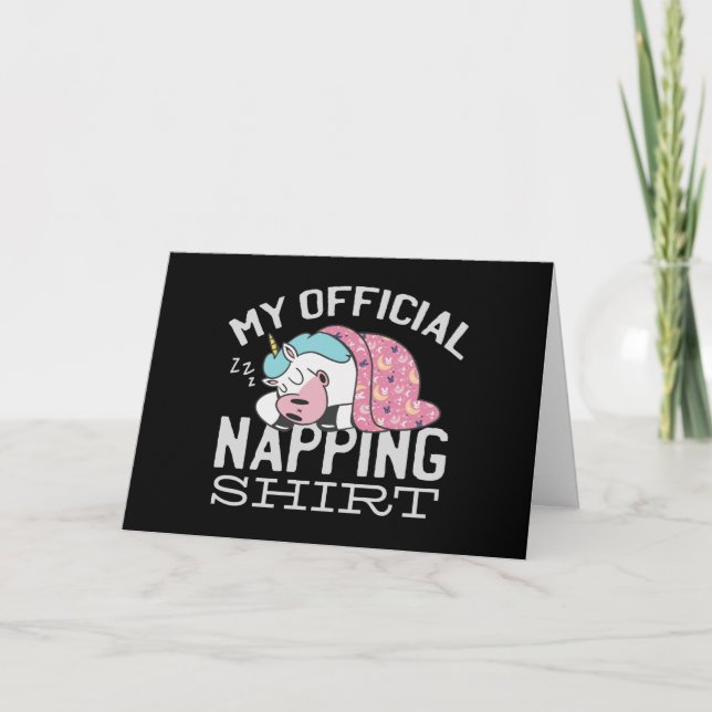 Min officiell blöjskjorta - Lazy sover Unicorn Kort (Framsida)