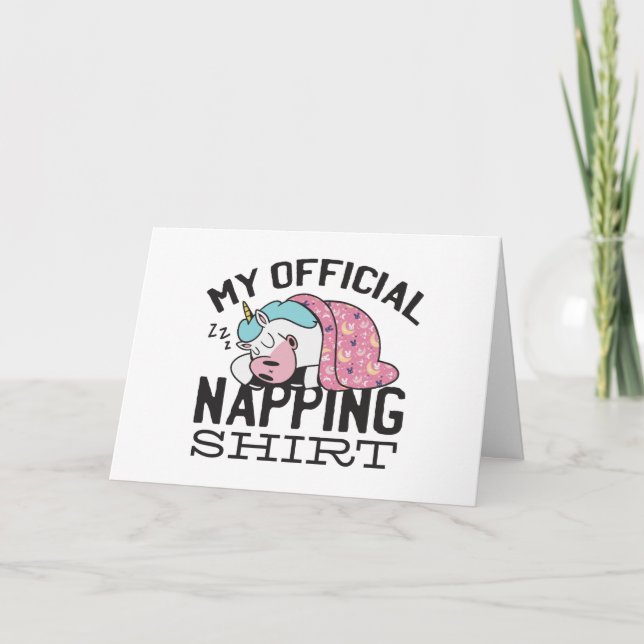 Min officiell blöjskjorta - Lazy sover Unicorn Kort (Framsida)